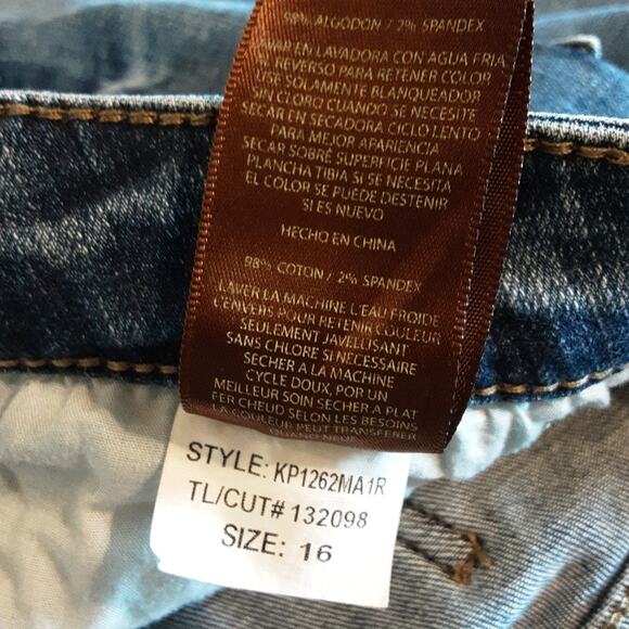 Kut from the Kloth Raw Ankle Straight Leg Distressed Knee Blue Jeans 16 EUC - Picture 8 of 11